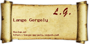 Lange Gergely névjegykártya